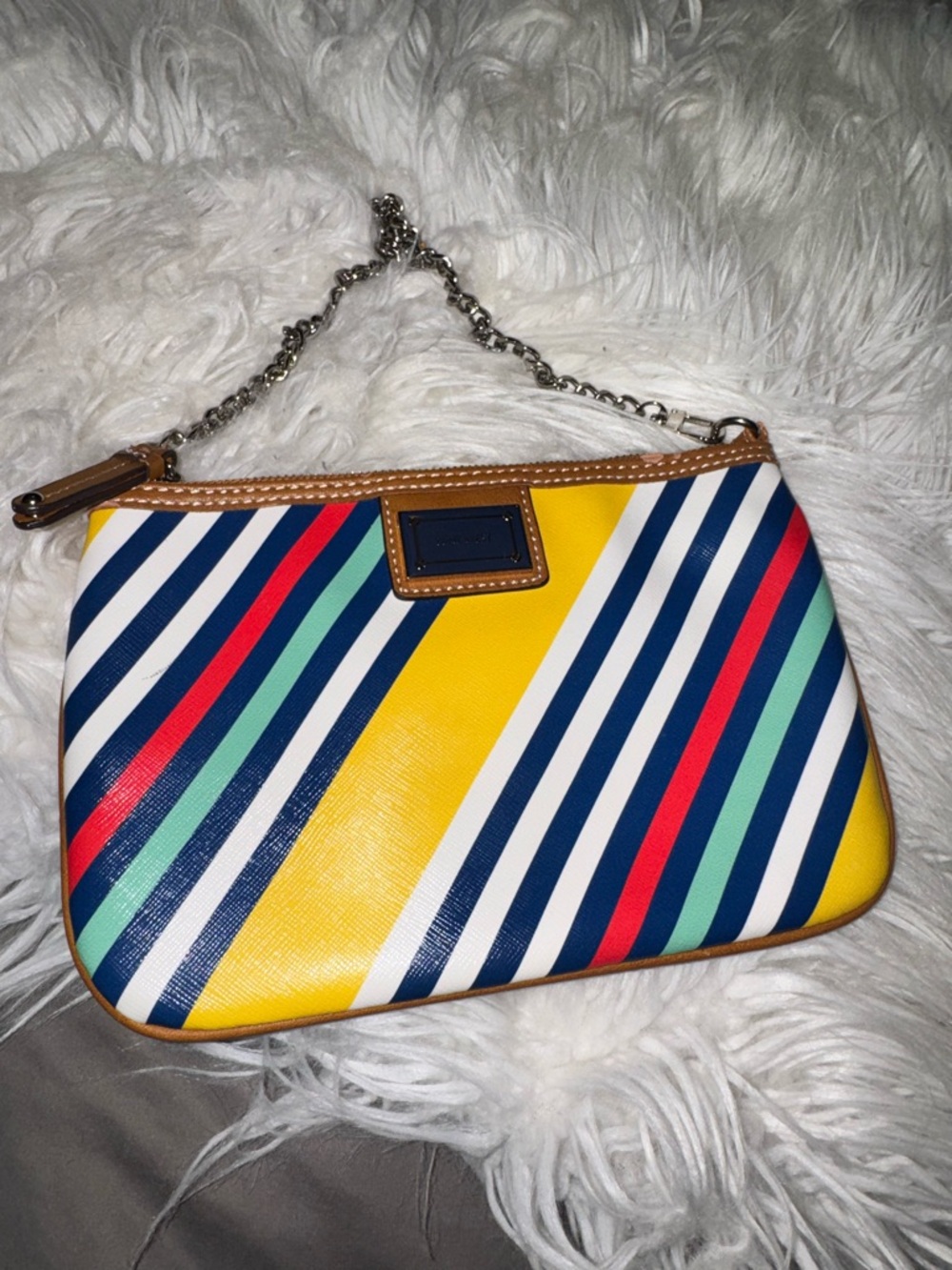 Nine West Colorful Striped Shoulder Bag | Y2K Bright Mini Purse